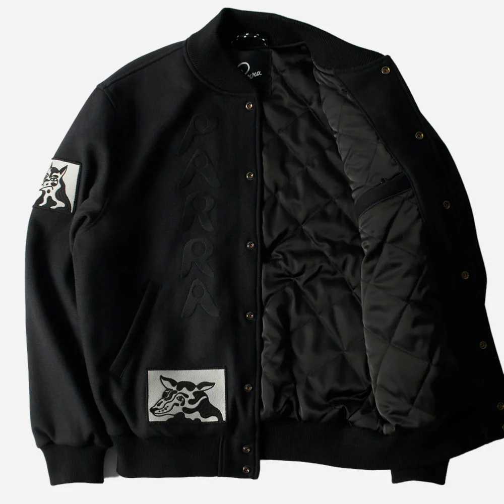 PARRA - DOG FACED VARSITY JACKET- BLACK – Image 3