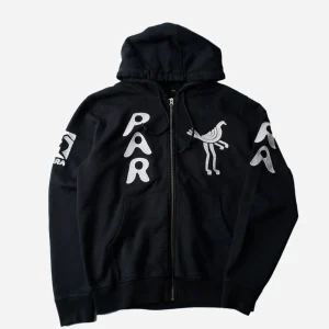 PARRA - ZIPPED PIGEON HOODED SWEATSHIRT - Black