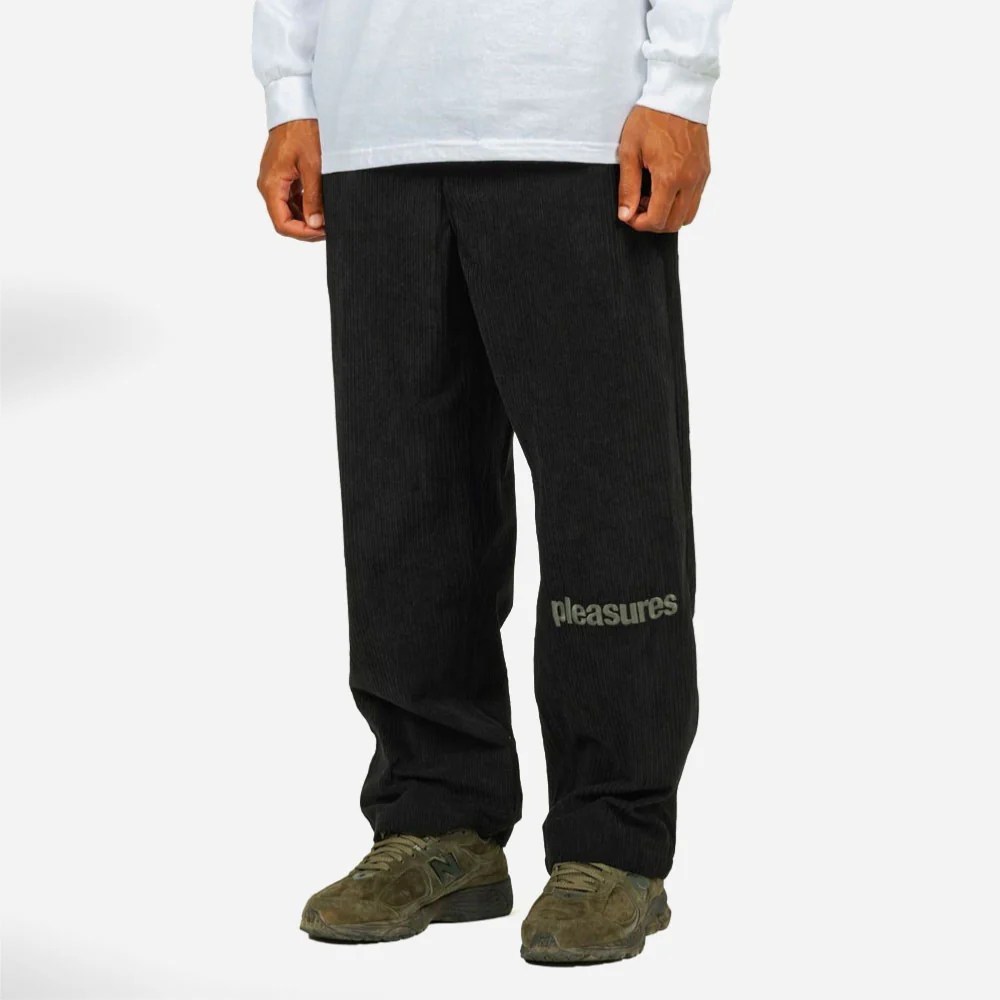 PLEASURES - LEVY CORDUROY WIDE PANTS - Black – Image 4