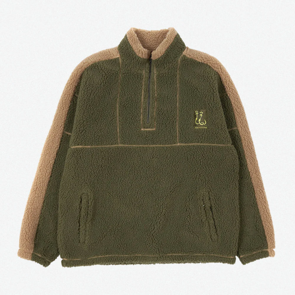 PLEASURES - REWIND QUARTER ZIP - GREEN