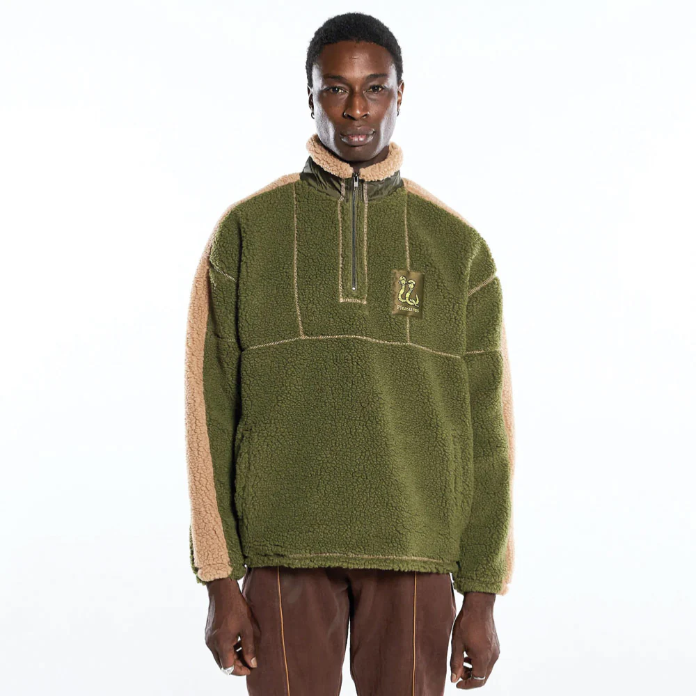 PLEASURES - REWIND QUARTER ZIP - GREEN – Image 4