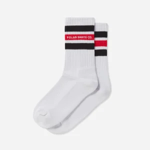 POLAR - FAT STRIPE SOCKS  - WHITE BLACK RED