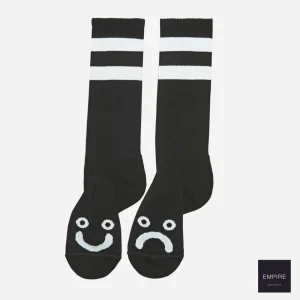 POLAR HAPPY SAD LONG SOCKS  - Black