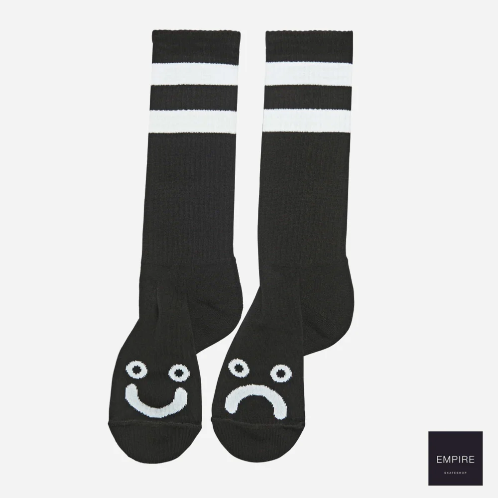POLAR HAPPY SAD LONG SOCKS - Black
