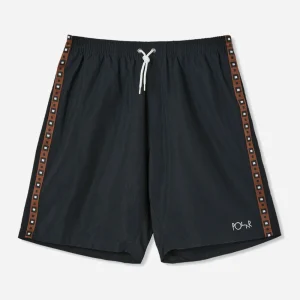 POLAR - SQUARE STRIPE SWIM SHORTS - BLACK - BROWN