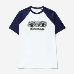 RASSVET - MEN EYES TSHIRT KNIT - Blue White