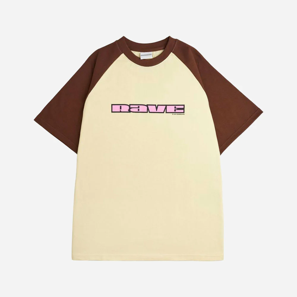RAVE SKATEBOARDS - FRIDAY RAGLAN TEE - Brown Vanilla