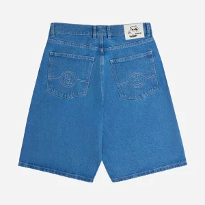 RAVE SKATEBOARDS - TRES GROS DENIM SHORT-  Blue Rinse White Stitches