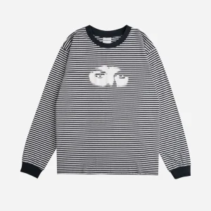 RAVE SKATEBOARDS - EYEZ LS T-SHIRT - Black White Striped