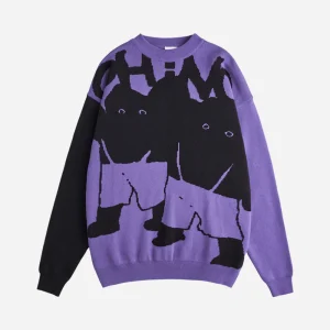 RAVE SKATEBOARDS - OH NO KNIT CREWNECK - Purple