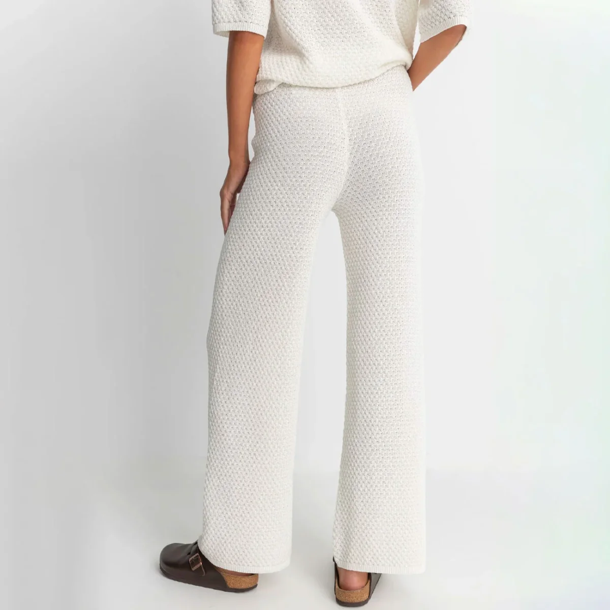RHYTHM - DUNE WIDE LEG KNIT PANT - White – Image 3