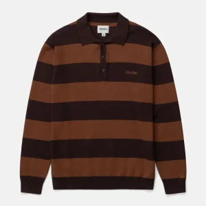 Rhythm - Ventura Stripe Knit LS Polo - Cafe