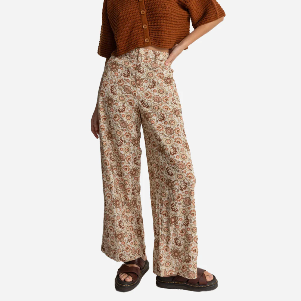 RHYTHM - RAYA PAISLEY WIDE LEG PANT - Natural