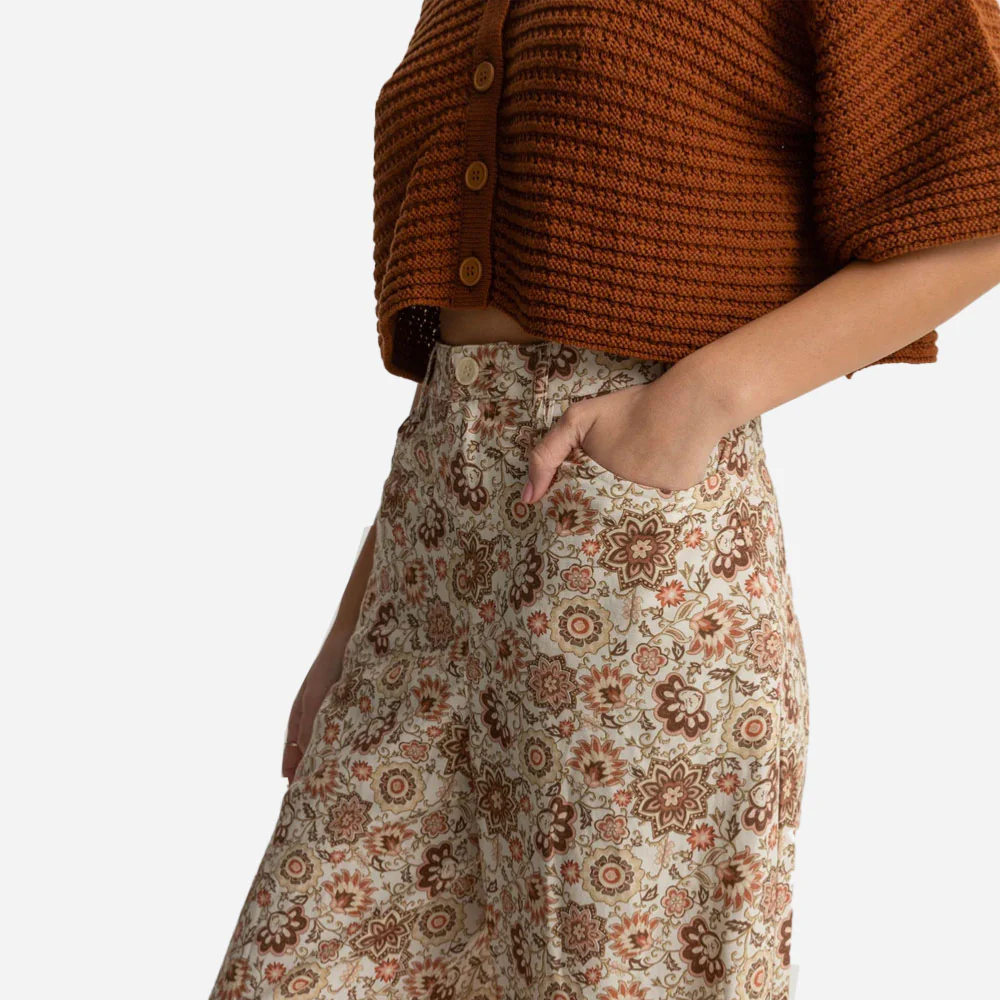 RHYTHM - RAYA PAISLEY WIDE LEG PANT - Natural – Image 4