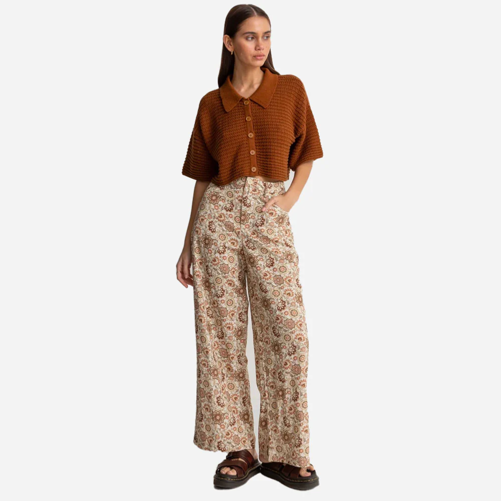 RHYTHM - RAYA PAISLEY WIDE LEG PANT - Natural – Image 6