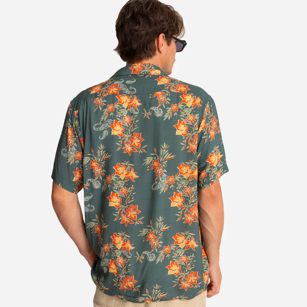 RHYTHM - TROPICAL PAISLEY CUBAN SS SHIRT - Pine – Image 4