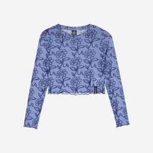 Santa Cruz - Delfino Flower Mesh Crop LS Top - Blue / Dark Blue