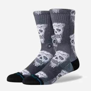 STANCE - PIZZA FACE CREW SOCK  - White Black