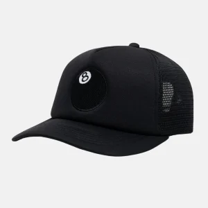 STUSSY - 8 BALL TRUCKER CAP - BLACK