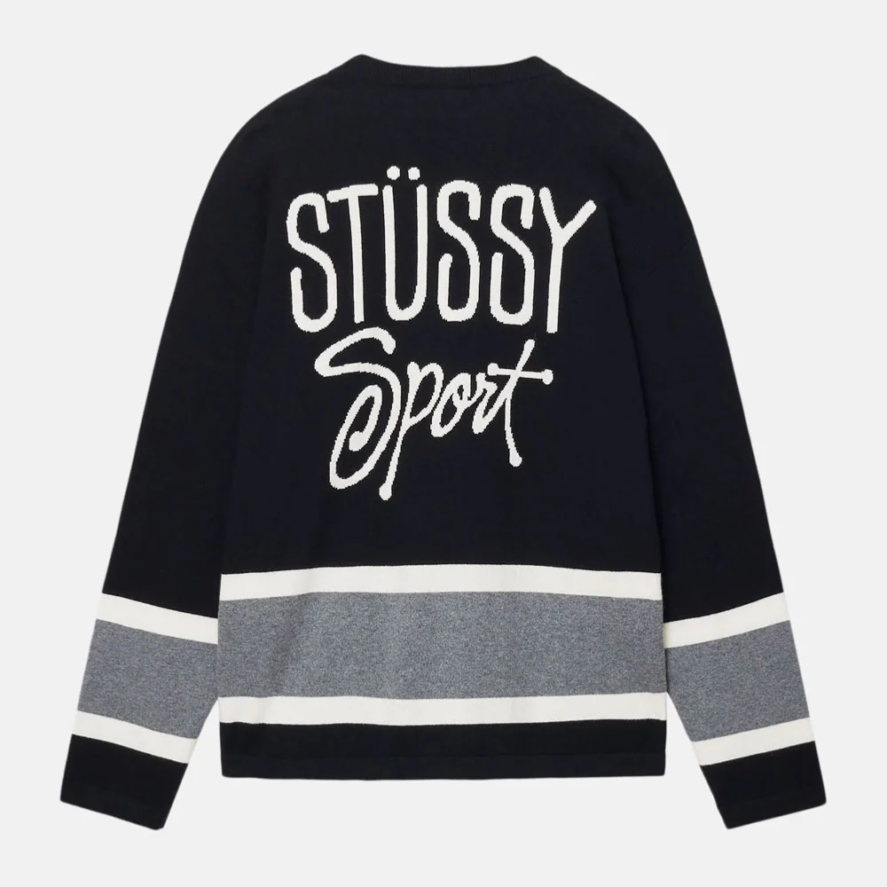 STUSSY - HOCKEY SWEATER - BLACK – Image 2