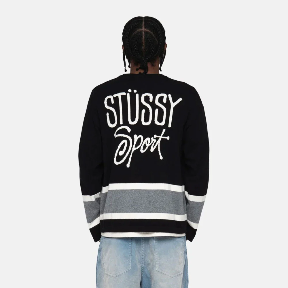 STUSSY - HOCKEY SWEATER - BLACK – Image 8