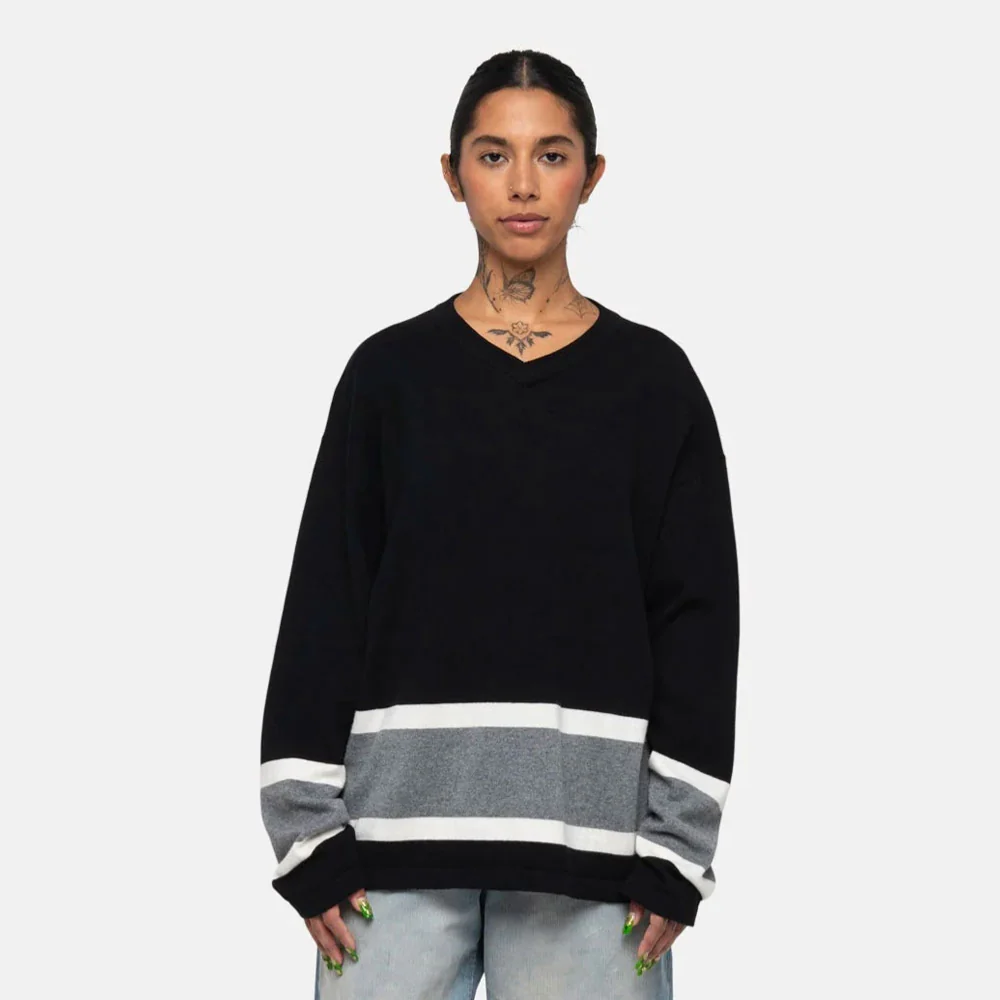 STUSSY - HOCKEY SWEATER - BLACK – Image 9
