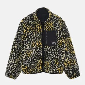 Stussy - Sherpa Reversible Jacket - Yellow Leopard