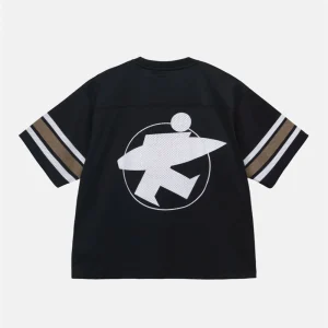 STUSSY - SURFMAN MESH FOOTBALL JERSEY - BLACK