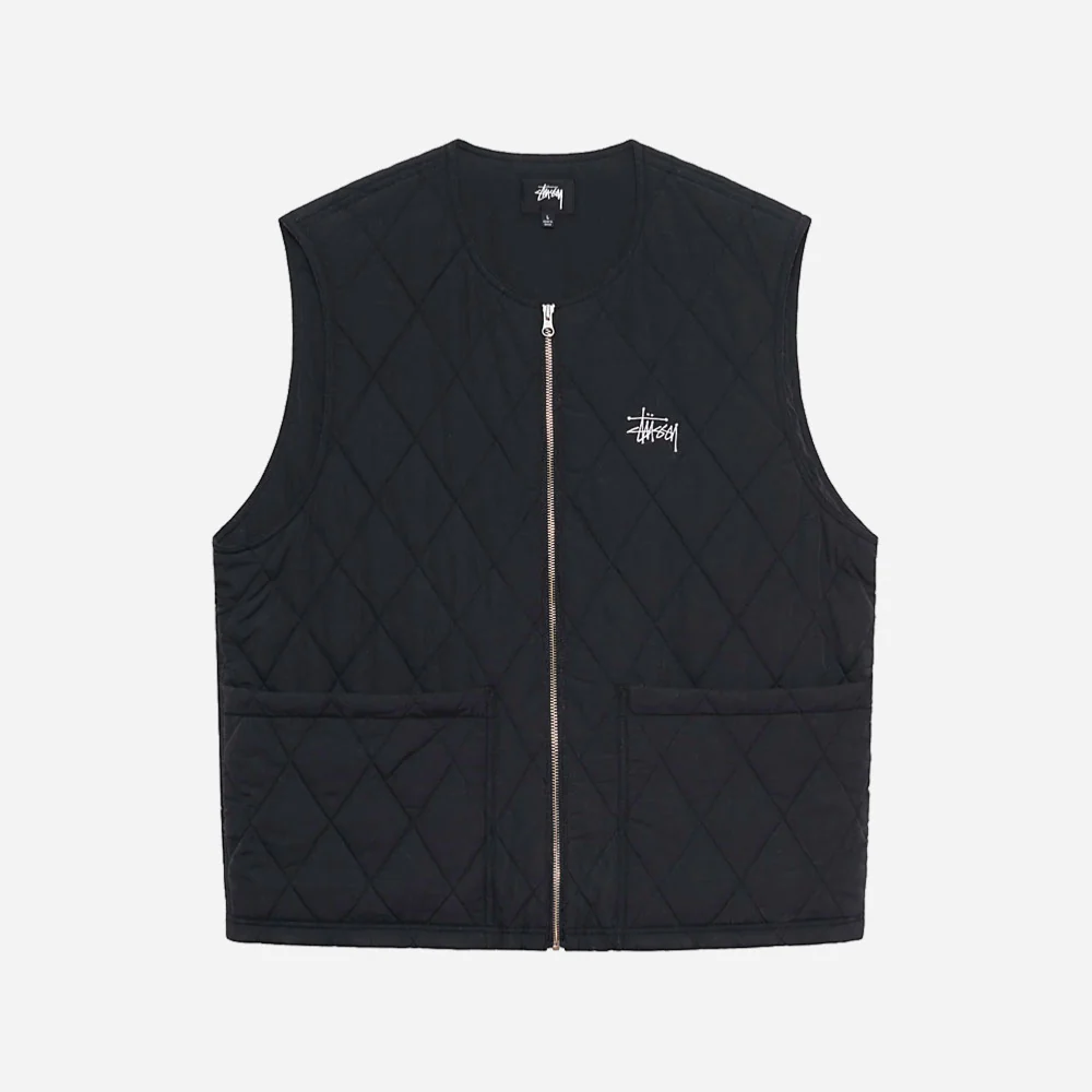STUSSY - DIAMOND QUILTED VEST - Black
