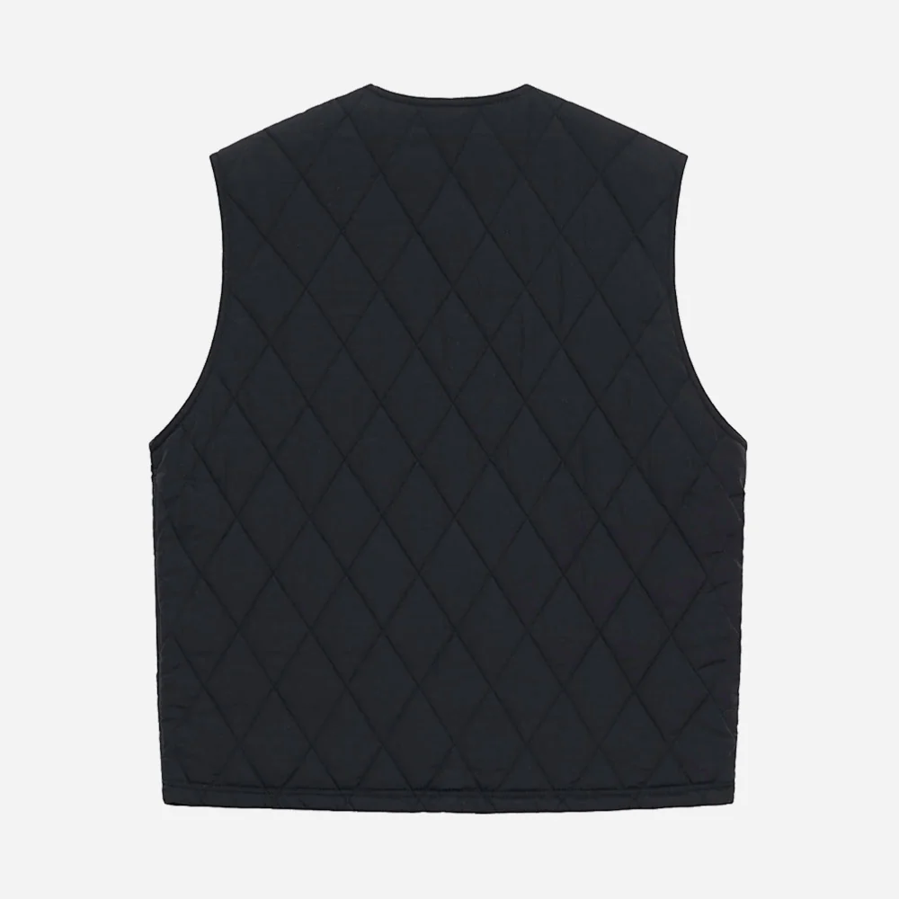 STUSSY - DIAMOND QUILTED VEST - Black – Image 3
