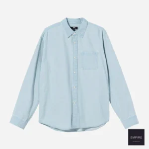 STUSSY FLOWER EMBROIDERED DENIM SHIRT LIGHT BLUE