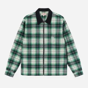 STUSSY FRANK PLAID ZIP LS SHIRT - Black