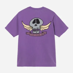 STUSSY - SKULL WINGS PIGMENT DYED TEE - Purple