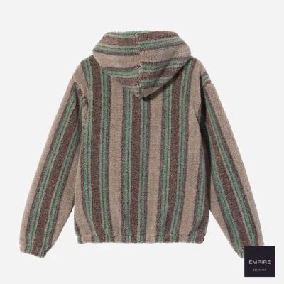 STUSSY STRIPE SHERPA HOODIE TAN – Image 3