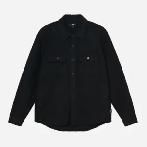 STUSSY TEXTURED WOOL CPO LS SHIRT - Black