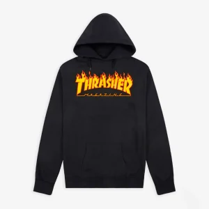 THRASHER - FLAME LOGO HOODY - BLACK