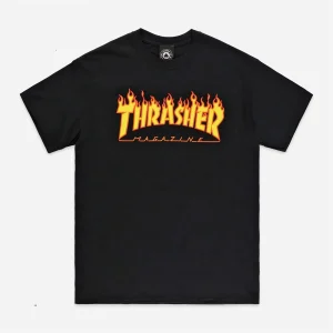 THRASHER - FLAME LOGO TEE - BLACK