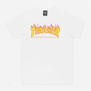 THRASHER FLAME LOGO TEE - White