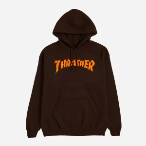 THRASHER - BURN IT DOWN HOODY - Dark Chocolate