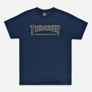THRASHER - OUTLINED TEE - Navy Black