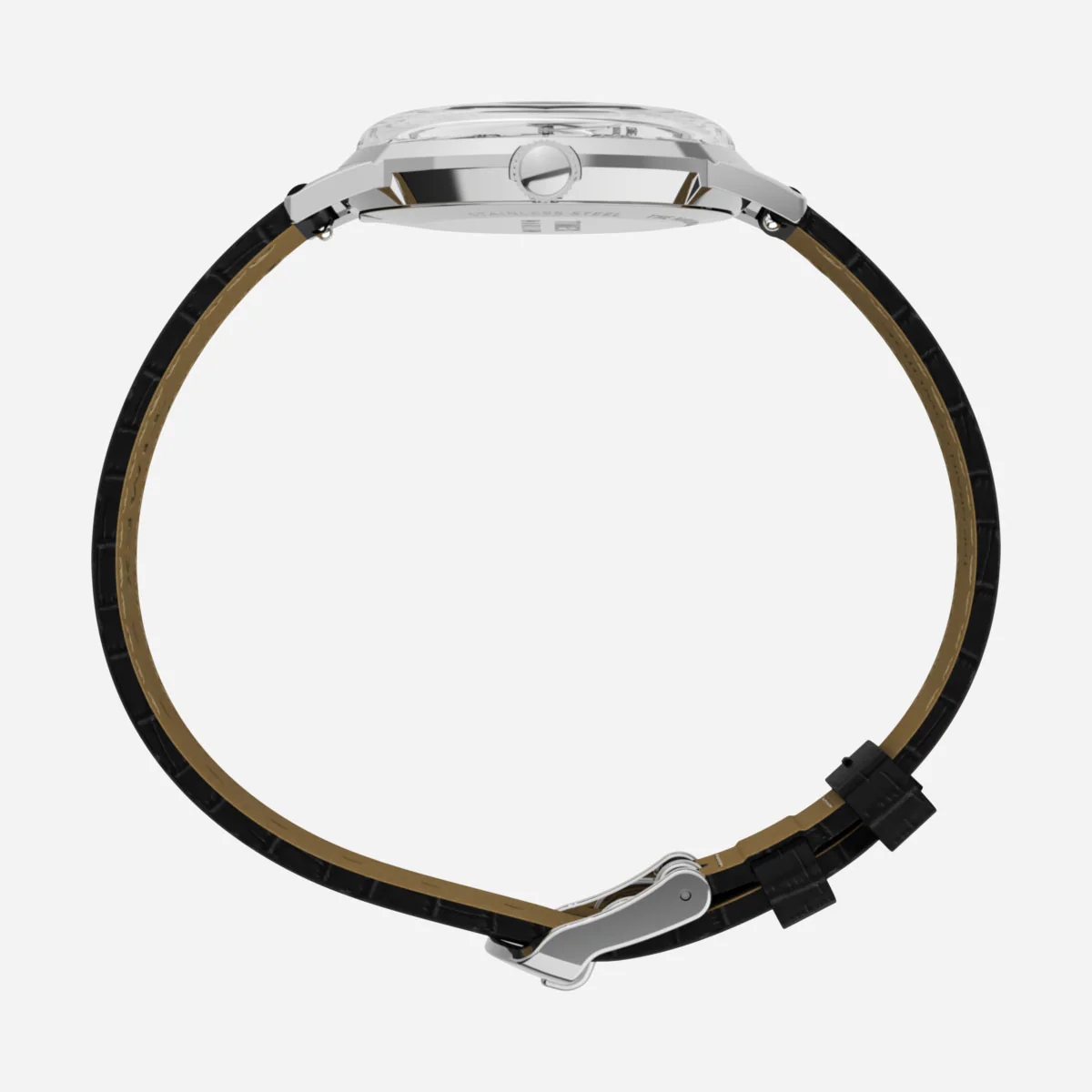 Timex - Marlin Quartz 34mm Leather Strap Watch - Silver White / Black Croco – Image 5