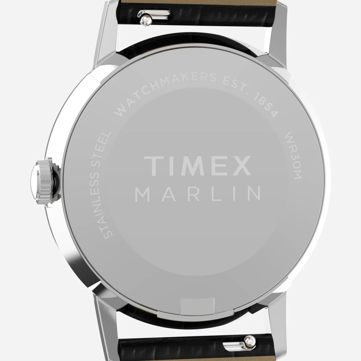 Timex - Marlin Quartz 34mm Leather Strap Watch - Silver White / Black Croco – Image 3