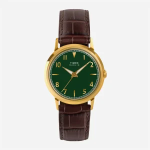 Timex - Marlin Quartz 34mm Leather Strap Watch - Green / Brown Croco