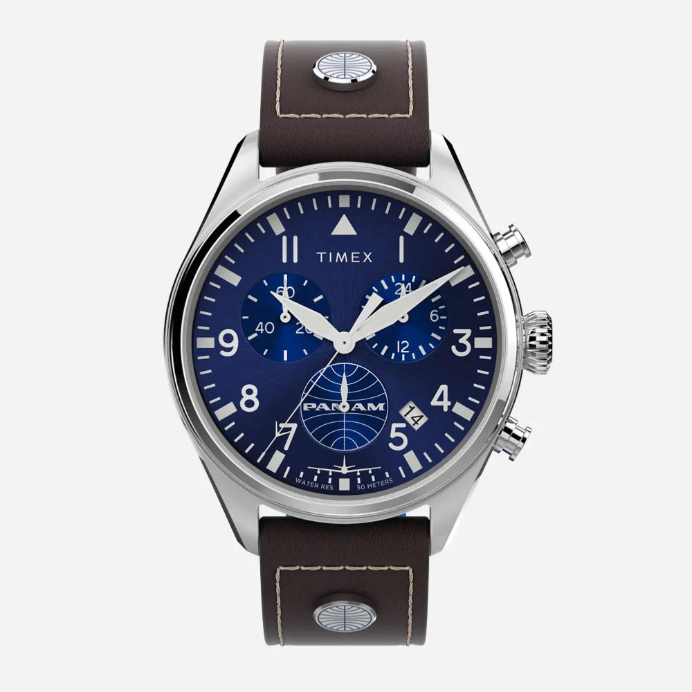 TIMEX X PAN AM - WATERBURY CHRONOGRAPH 42mm - Leather Strap Watch