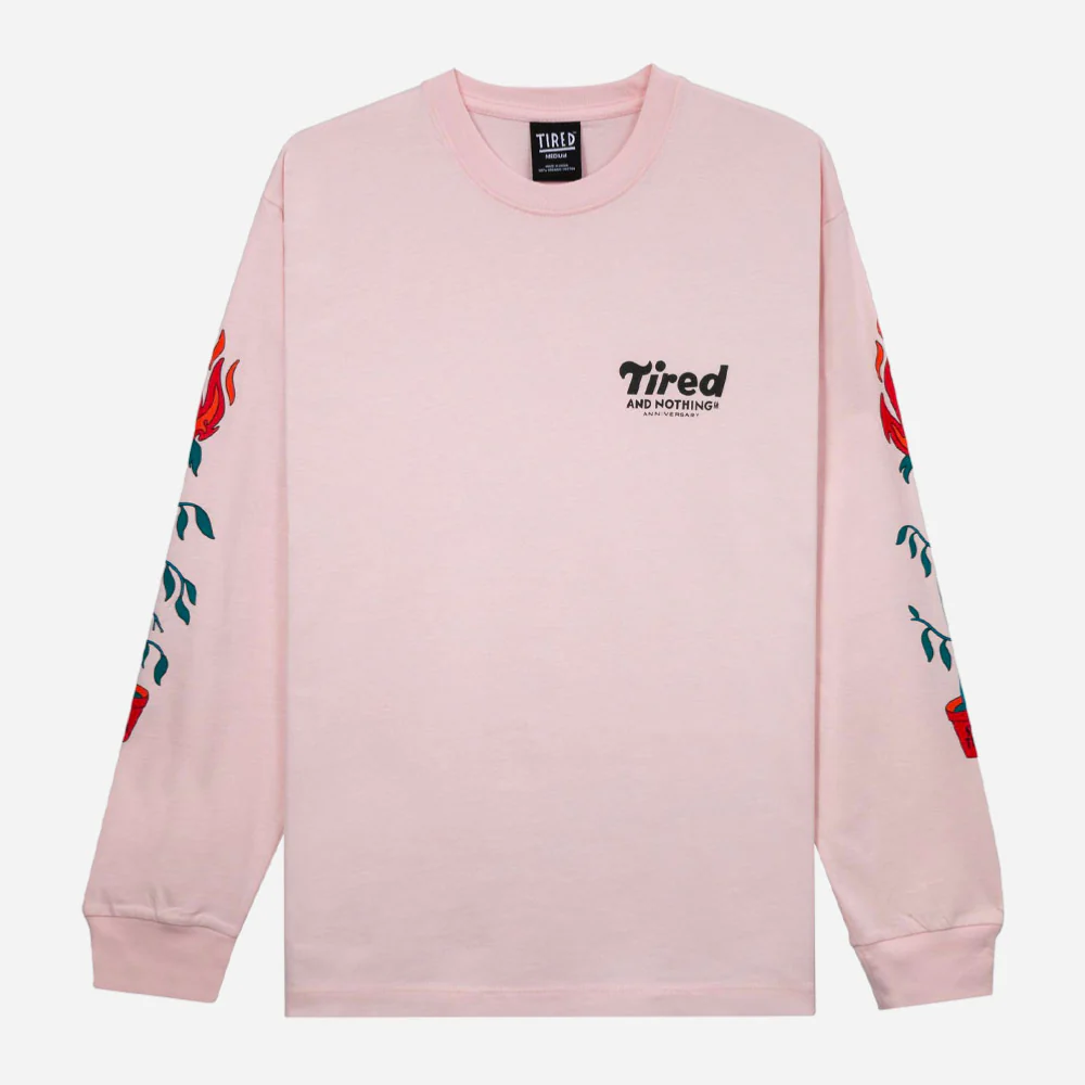 TIRED - NOTHING L-S ORGANIC TEE - Pink – Image 2