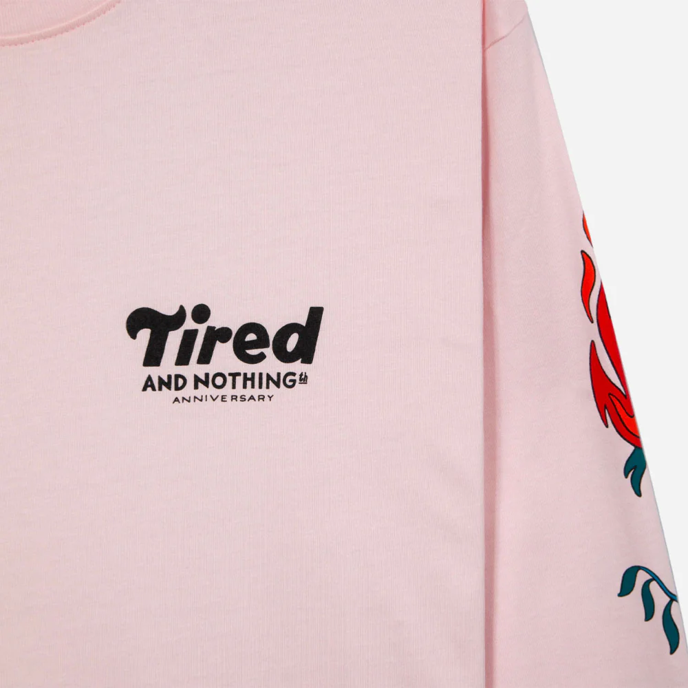 TIRED - NOTHING L-S ORGANIC TEE - Pink – Image 3