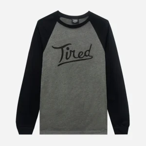 TIRED - THE ROUNDERS RAGLAN - GREY BLACK