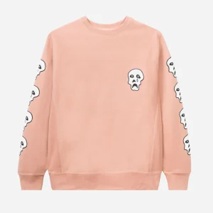 TIRED SAD SKULLS CREWNECK SWEATER - DUSTY PINK