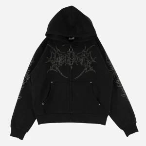 Welcome - Grapple Cropped Zip Hoodie - Black