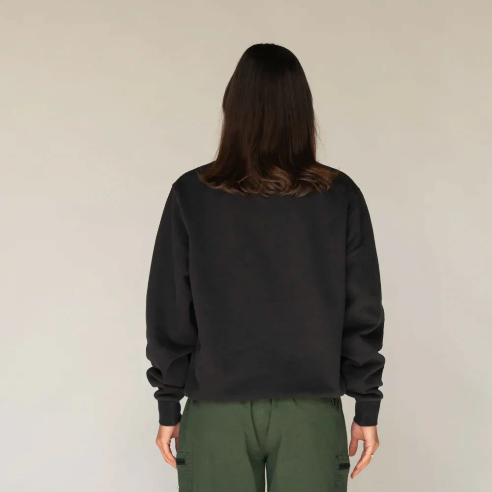 WELCOME SKATEBOARDS - STUDENT EMBROIDERED PIGMENT DYED CREW - Black – Image 6